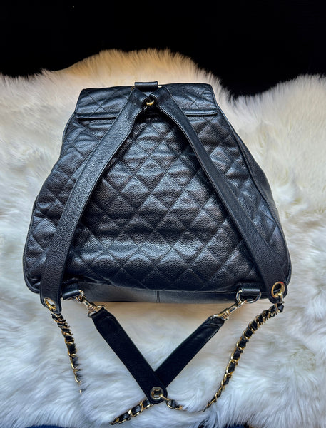 CHANEL 80s 90s Lambskin Quilted Leather Cavier Backpack