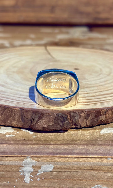 RANDY JAMES HOZHO Navajo Multi-Stone Inlay Silver Men's Ring 26R34 • Size 11