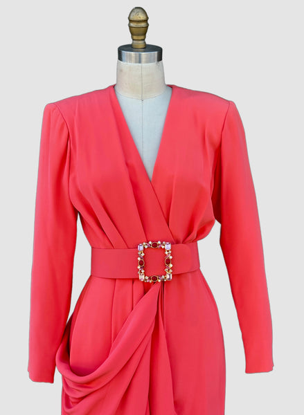 JACQUELINE DE RIBES 80s Asymmetric Draped Dress • Small