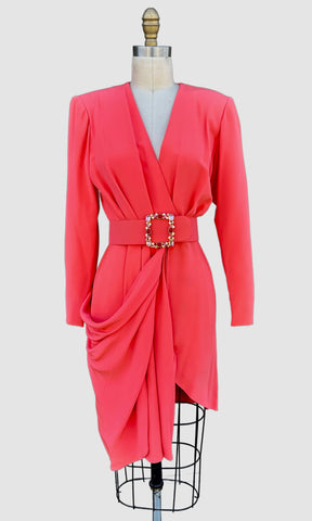 JACQUELINE DE RIBES 80s Asymmetric Draped Dress • Small