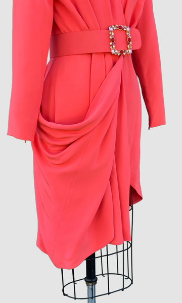 JACQUELINE DE RIBES 80s Asymmetric Draped Dress • Small