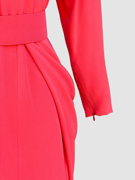 JACQUELINE DE RIBES 80s Asymmetric Draped Dress • Small