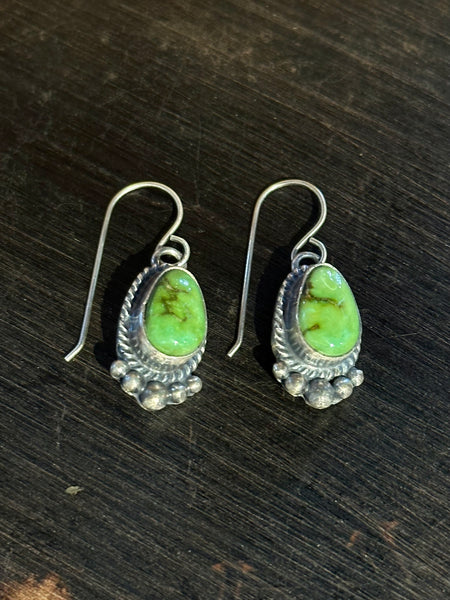 THOMAS FRANCISCO Green Turquoise & Sterling Silver Dangle Earrings 26E05