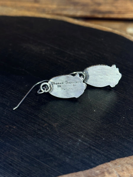 THOMAS FRANCISCO Green Turquoise & Sterling Silver Dangle Earrings 26E05