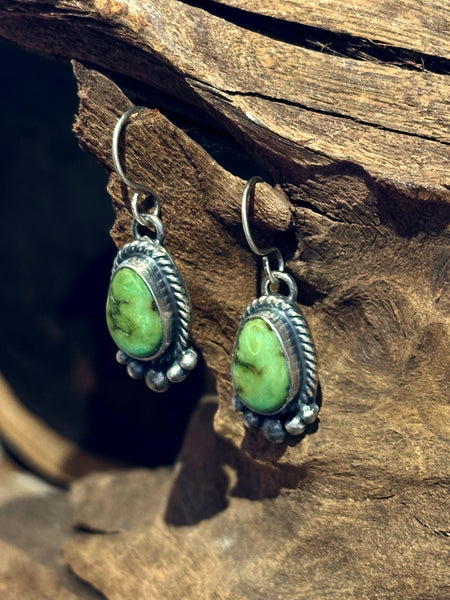 THOMAS FRANCISCO Green Turquoise & Sterling Silver Dangle Earrings 26E05