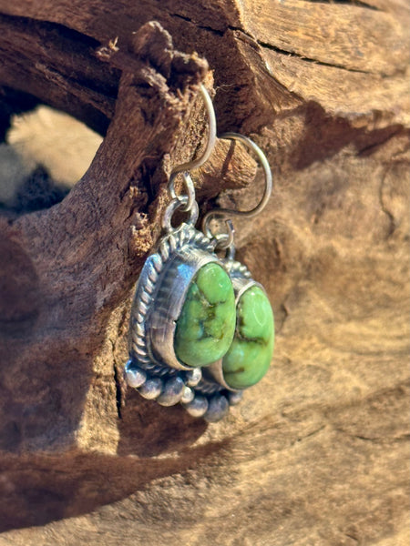 THOMAS FRANCISCO Green Turquoise & Sterling Silver Dangle Earrings 26E05