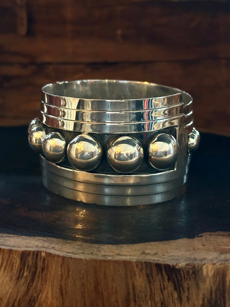 MEXICAN SILVER Large Sterling Silver Hinge Bracelet