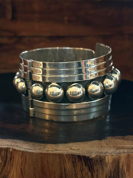 MEXICAN SILVER Large Sterling Silver Hinge Bracelet