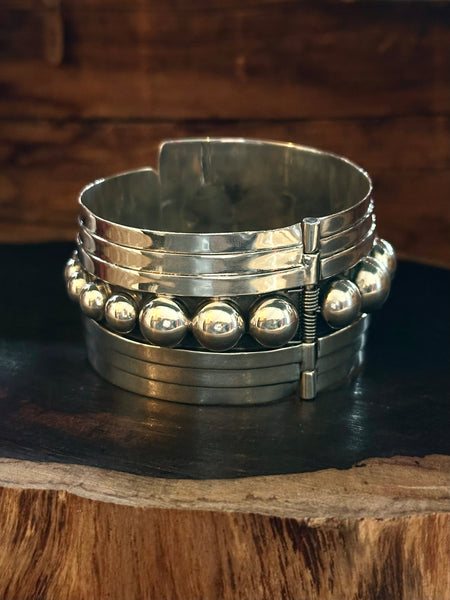 MEXICAN SILVER Large Sterling Silver Hinge Bracelet