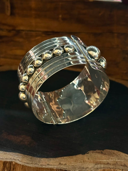 MEXICAN SILVER Large Sterling Silver Hinge Bracelet