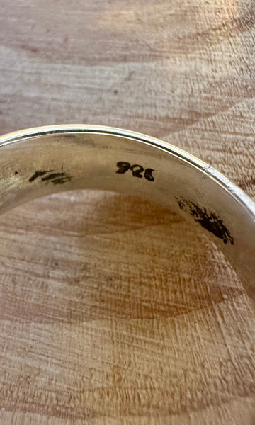 MEXICAN ADJUSTABLE HEART Turquoise & Silver Ring 26R37 • Adj. Sizing