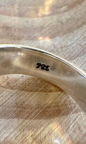 MEXICAN SACRED HEART Turquoise & Silver Adjustable Ring 26R37 • Adj. Sizing