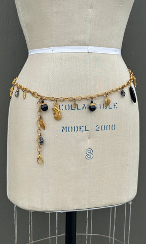 KATE HINES 80s 90s Gold Tone Chain Charm Belt