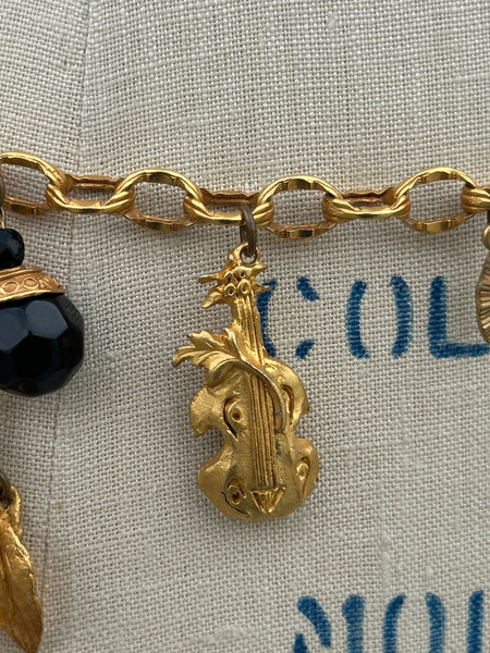 KATE HINES 80s 90s Gold Tone Chain Charm Belt