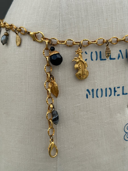 KATE HINES 80s 90s Gold Tone Chain Charm Belt