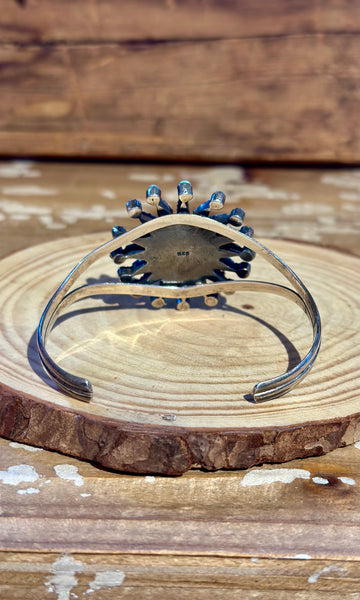 STARBURST NEEDLEPOINT Vintage Cluster Turquoise & Silver Cuff 26C16