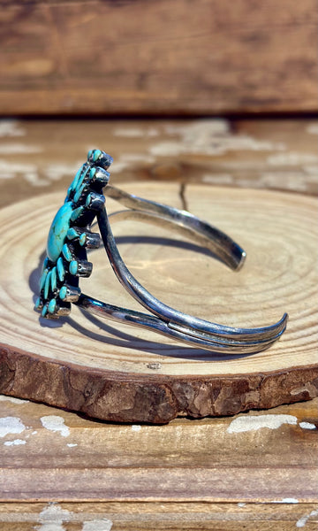 STARBURST NEEDLEPOINT Vintage Cluster Turquoise & Silver Cuff 26C16