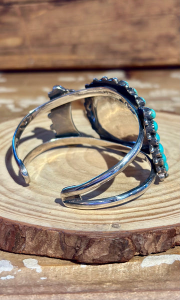 STARBURST NEEDLEPOINT Vintage Cluster Turquoise & Silver Cuff 26C18