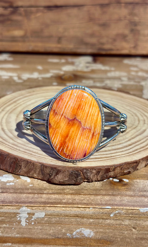 SAMSON ETSITTY NAVAJO Spiney Oyster & Sterling Silver Cuff 26C13