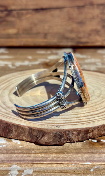 SAMSON ETSITTY NAVAJO Spiney Oyster & Sterling Silver Cuff 26C13