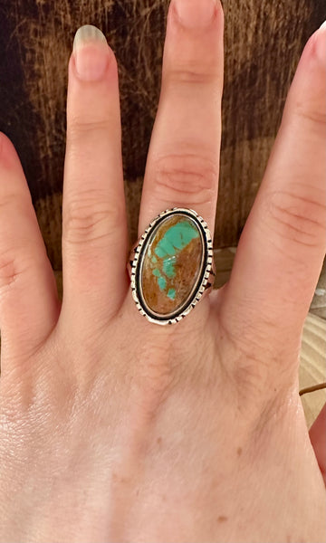 LANDSCAPE TURQUOISE and Sterling Silver Ring • Size 8