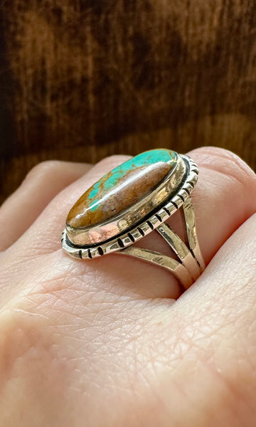 LANDSCAPE TURQUOISE and Sterling Silver Ring • Size 8