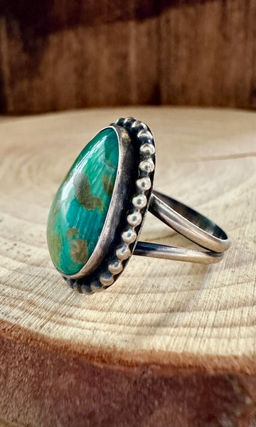 GREEN ALGAE TURQUOISE and Sterling Silver Ring • Size 7