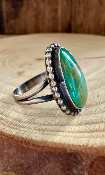 GREEN ALGAE TURQUOISE and Sterling Silver Ring • Size 7