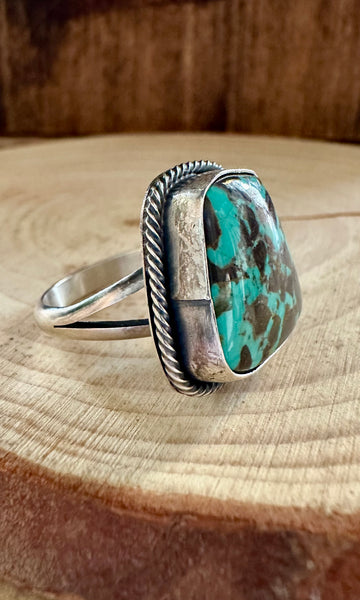 SQUARE DANCE TURQUOISE Sterling Silver Ring • Size 8