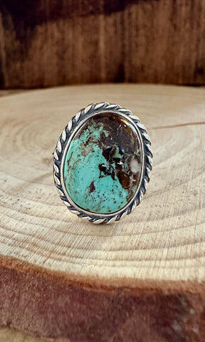 LIGHT BLUE TURQUOISE and Sterling Silver Ring • Size 8