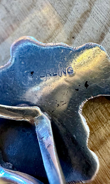 VINTAGE ZUNI Snake Eyes Turquoise & Silver 60s/70s Ring 26R43 • Size 8.5