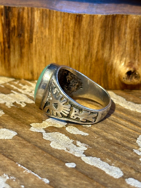 RISING EAGLE Vintage Navajo 50s/60s Turquoise & Silver Men's Ring 26R46 | Size 8.5