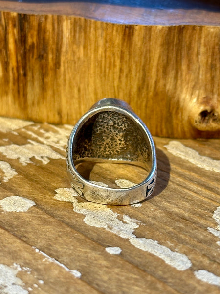 RISING EAGLE Vintage Navajo 50s/60s Turquoise & Silver Men's Ring 26R46 | Size 8.5