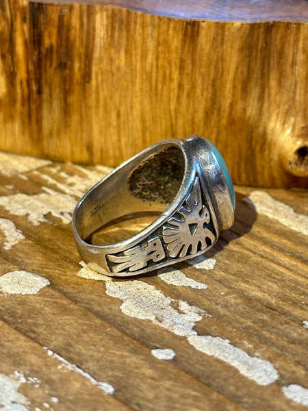 RISING EAGLE Vintage Navajo 50s/60s Turquoise & Silver Men's Ring 26R46 | Size 8.5