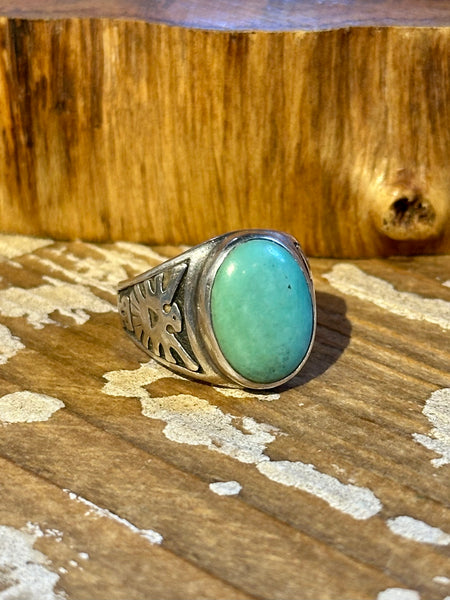 RISING EAGLE Vintage Navajo 50s/60s Turquoise & Silver Men's Ring 26R46 | Size 8.5
