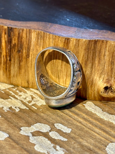RISING EAGLE Vintage Navajo 50s/60s Turquoise & Silver Men's Ring 26R46 | Size 8.5
