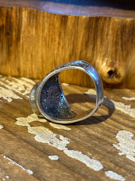 RISING EAGLE Vintage Navajo 50s/60s Turquoise & Silver Men's Ring 26R46 | Size 8.5