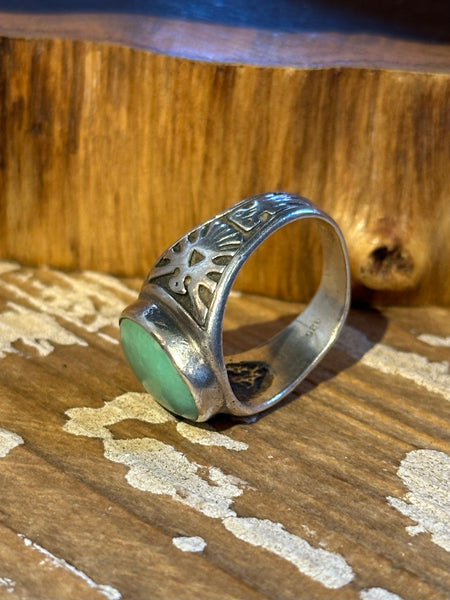 RISING EAGLE Vintage Navajo 50s/60s Turquoise & Silver Men's Ring 26R46 | Size 8.5