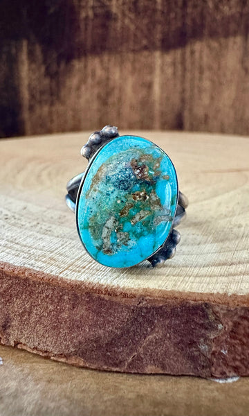 TURQUOISE DROPLET S. Cooke Sterling Silver & Turquoise Ring • Size 8