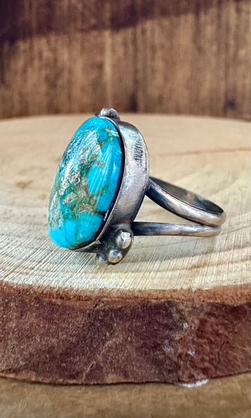 TURQUOISE DROPLET S. Cooke Sterling Silver & Turquoise Ring • Size 8