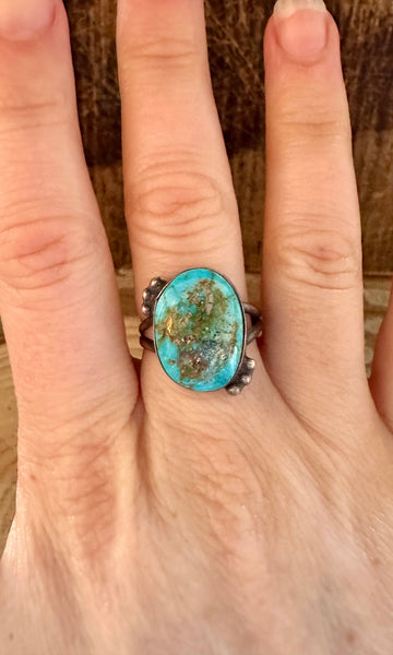 TURQUOISE DROPLET S. Cooke Sterling Silver & Turquoise Ring • Size 8