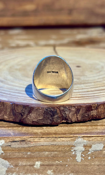 FRED HARVEY Vintage 30s/50s Turquoise & Silver Lucky Horseshoe Ring 26R22 • Size 9 1/4