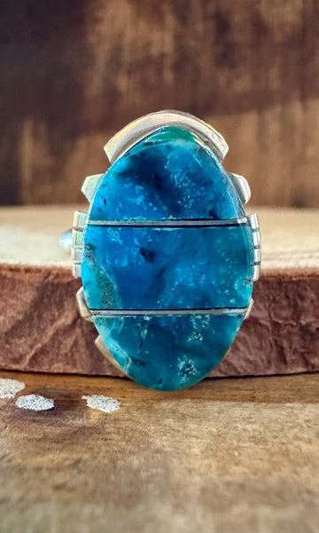 BRANDON ETCITTY TURQUOISE Inlay Navajo Ring • Sizes 8, 10