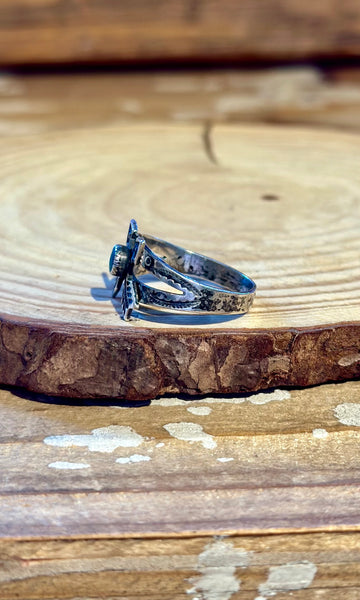 FRED HARVEY Vintage 40s/50s Turquoise & Silver Friendship Arrows Ring 26R45 • Size 7 1/4