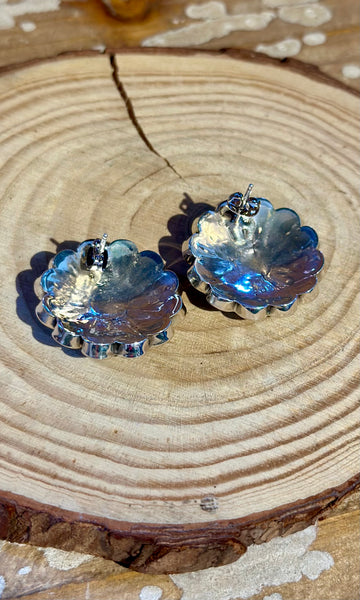 FREDERICK & DENISE SUITZA Zuni Sun Face Stud Earrings 26E07