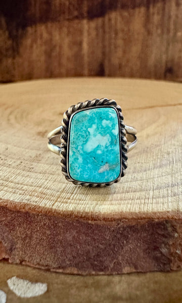 SMALL SQUARE TURQUOISE Sterling Silver Ring • Size 8 1/2