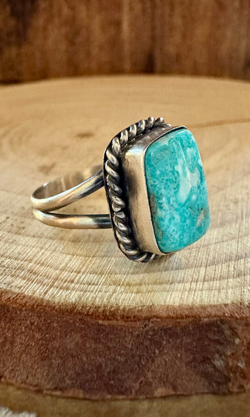 SMALL SQUARE TURQUOISE Sterling Silver Ring • Size 8 1/2