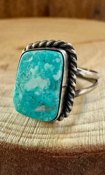 SMALL SQUARE TURQUOISE Sterling Silver Ring • Size 8 1/2