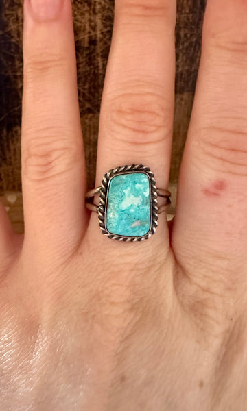 SMALL SQUARE TURQUOISE Sterling Silver Ring • Size 8 1/2