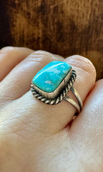 SMALL SQUARE TURQUOISE Sterling Silver Ring • Size 8 1/2